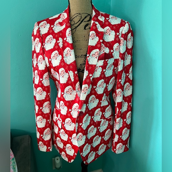 Suslo Couture Other - Festive Santa Print Blazer - Red & White